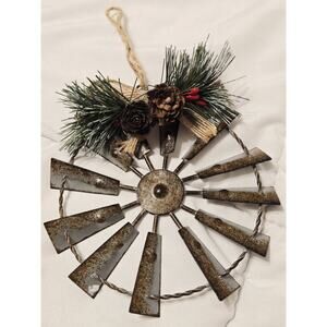 Vtg Windmill Christmas Ornament Tractor Supply Co. Burlap Bow Holiday Decor